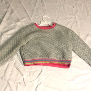 Kids sweater grey and rainbow Accents with diamond print size14 from self esteem